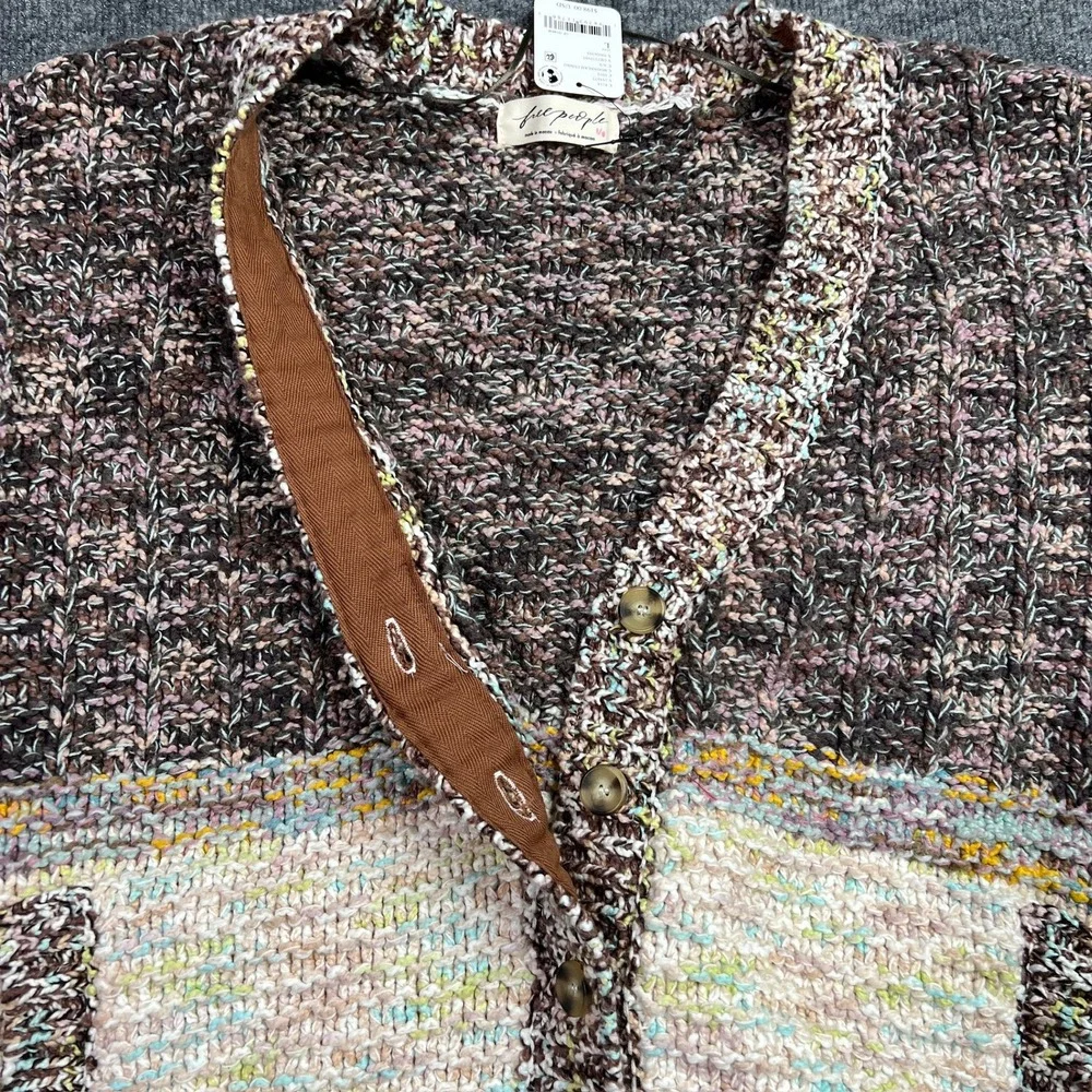 NWT Free People Women Large Isabella Cardigan Moonbeam Slouchy Sweater OB2239997